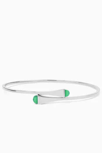 Cleo Green Agate Slip-on Bracelet in 18kt White Gold