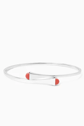 Cleo Pink Coral Slip-on Bracelet in 18kt White Gold