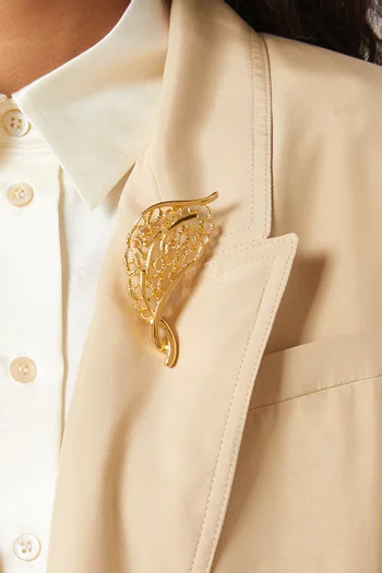 1990s Vintage Stylised Leaf Brooch