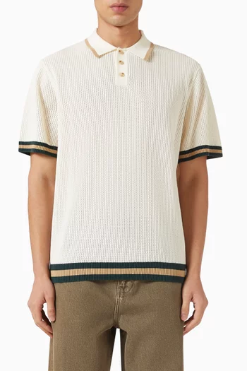 Lace Knitted Polo Shirt in Cotton