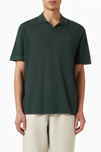 Signature Knit Polo Shirt in Linen-blend