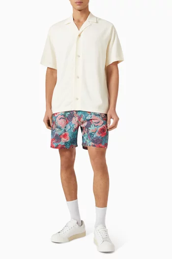 Bouquet Knitted Short-sleeve Shirt in Cotton