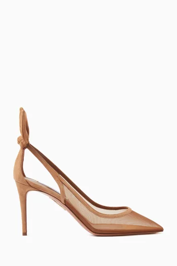 Bow Tie 85 Pumps in Mesh & Suede