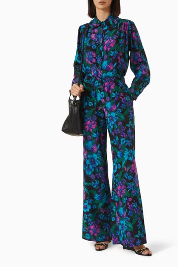 Flora-print Shirt in Silk Crêpe de Chine