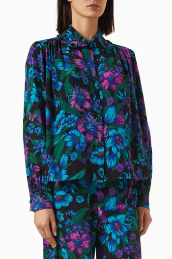 Flora-print Shirt in Silk Crêpe de Chine