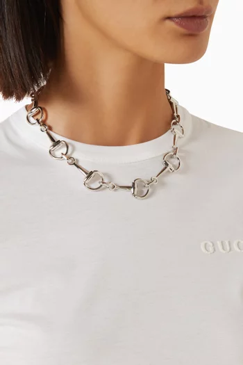 Horsebit Necklace in Palladium-toned Brass