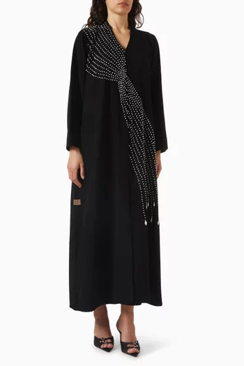عباية بتطريزات غير متماثلة بالخيوط كريب