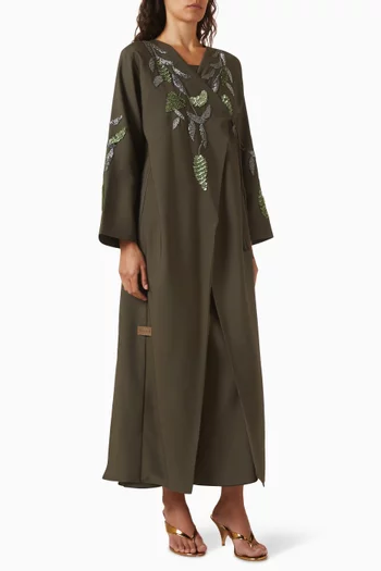 Wrap-style Abaya Set in Crepe
