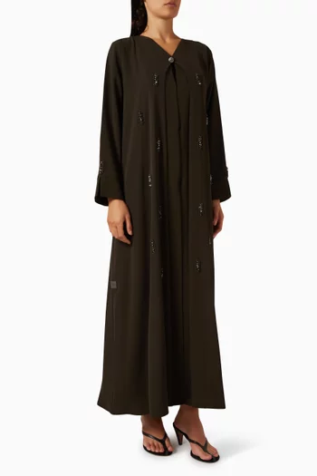 عباية مطرزة بالكريستال كريب