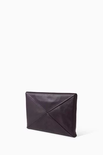 Logo Envelope Pouch in Calfskin