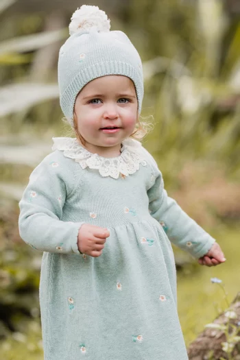 Fern Embroidered Beanie in Organic Cotton-knit