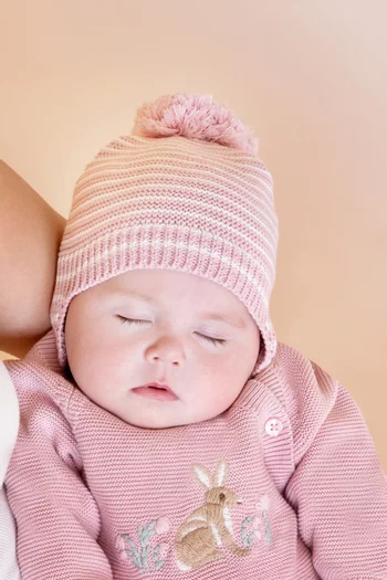 Fern Striped Beanie in Organic Cotton-knit