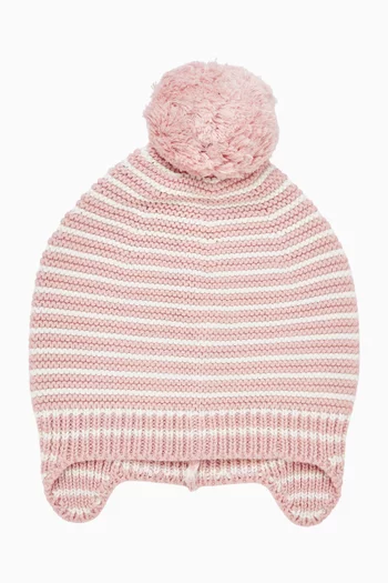 Fern Striped Beanie in Organic Cotton-knit
