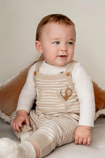 Baby Boy Hunter Organic Stripe Knitted Overalls in Cotton