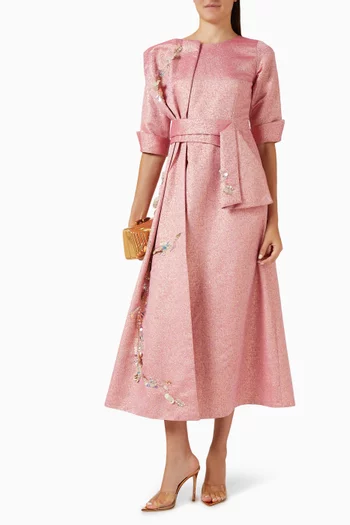 Embellished Brocade Dress
