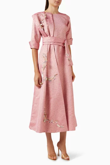 Embellished Brocade Dress