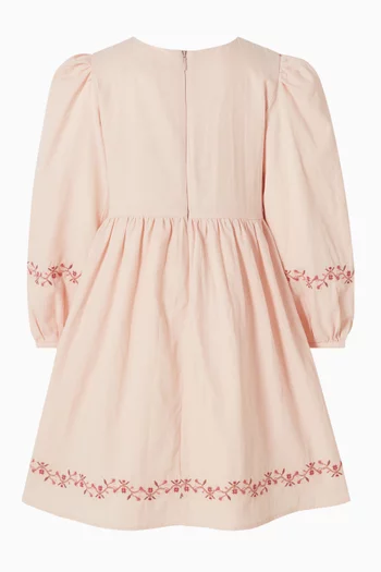 Junior Girl Wild Garden Embroidered Dress in Cotton