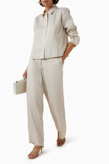 High-rise Wide-leg Pants in Linen Blend