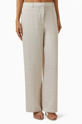 High-rise Wide-leg Pants in Linen Blend