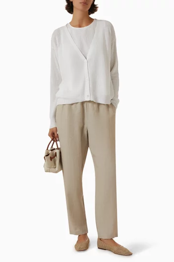 High-rise Tapered-leg Pants in Organic Linen