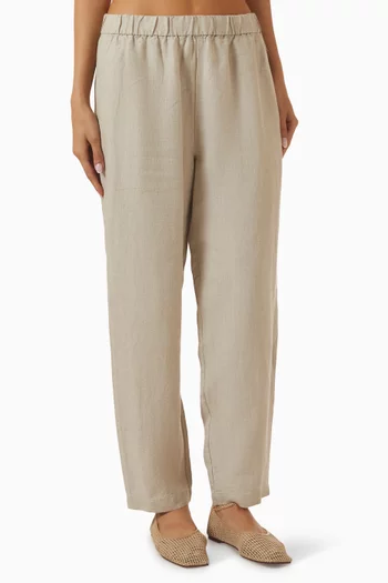 High-rise Tapered-leg Pants in Organic Linen