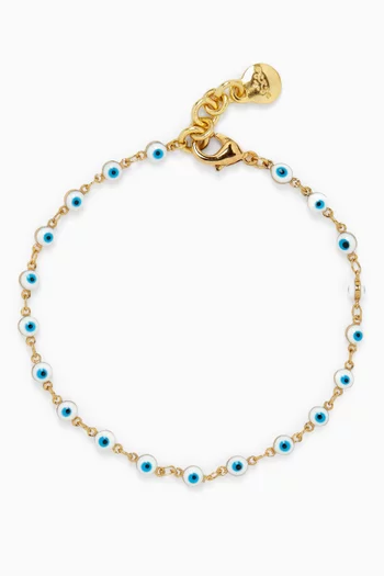 Evil Eye Bead Anklet in Gold-plated Brass