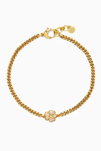 Pavê Flower Chain Necklace in Gold-plated Brass