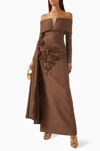 Floral-appliqué Gown
