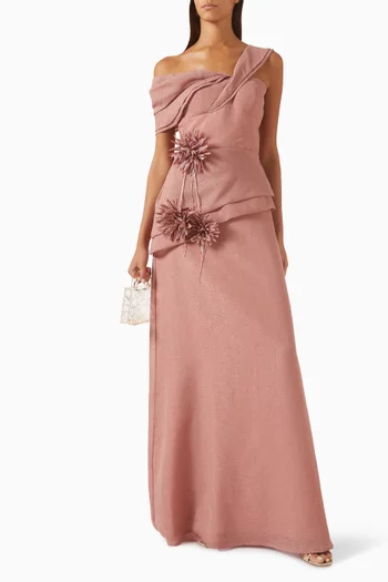 Floral-appliqué Gown