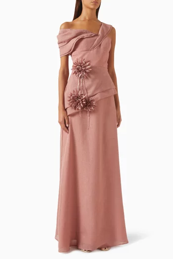 Floral-appliqué Gown