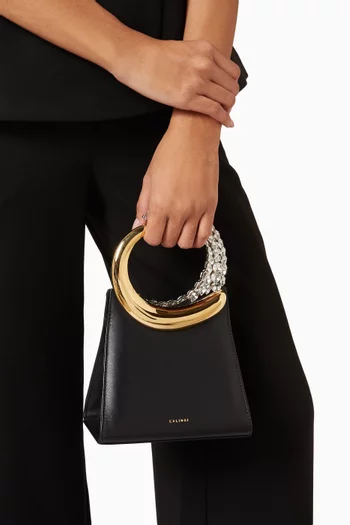 Small Halo Bucket Top-handle Bag in Leather