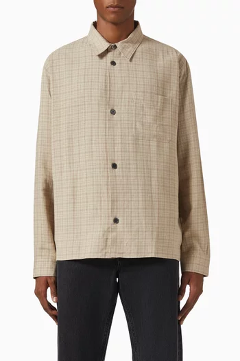 Plaid Shirt in Linen-blend