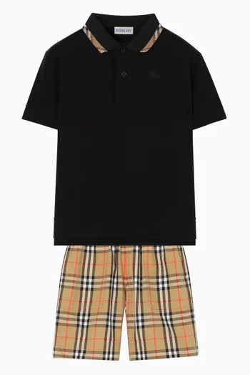 Check-Trim Polo Shirt in Cotton