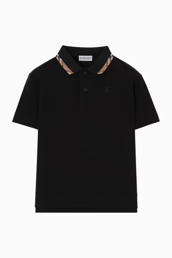 Check-Trim Polo Shirt in Cotton