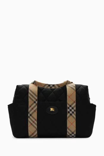 حقيبة مستلزمات الأطفال بتصميم مبطّن وحواف بنقشة مربعات نايلون
