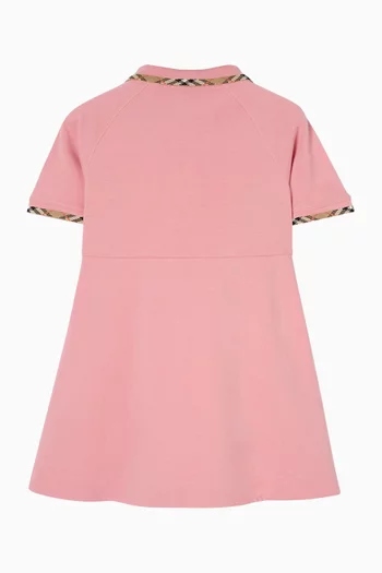 Check-Trim Polo Dress in Cotton