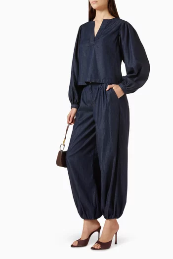 The Off Duty Popover Top in Denim