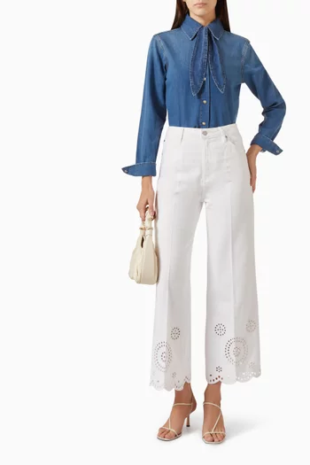 Clementine Tie-neck Shirt in Denim