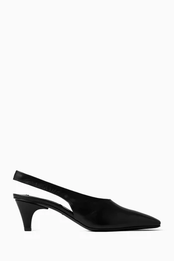 Decollete Slingback Pumps in Leather