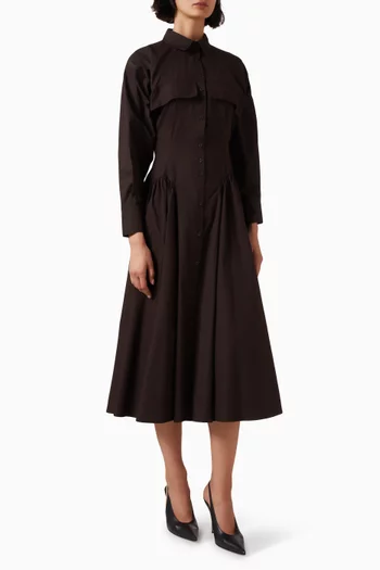 Buttoned Pocket Midi Dress
