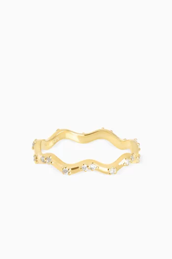Scalloped Crystal Ring in 18kt Gold-plated Silver