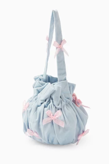 Bow-embellished Top Handle Bag in Velvet