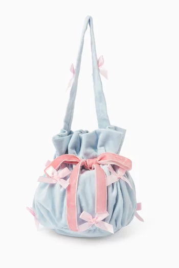 Bow-embellished Top Handle Bag in Velvet