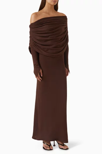 Bonnie Draped Off-shoulder Gown
