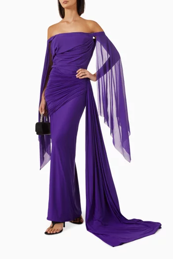 Cynthia Off-shoulder Gown in Malai Lycra