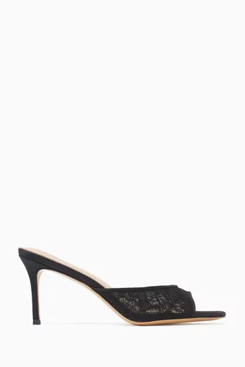 Giuna 80 Mule Sandals in Lace & Satin