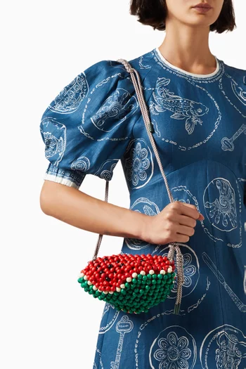 حقيبة صغيرة بتصميم بطيخ ومطرزة بخرز خشبي
