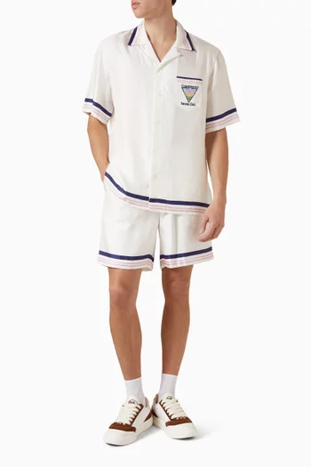 Monogram-print Shorts in Silk Twill