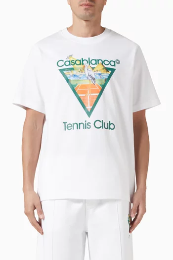 تي شيرت بأكمام قصيرة وطبعة الأهرامات بشعار Tennis Club