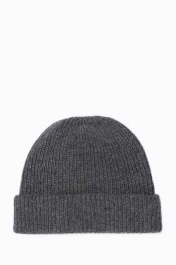 Enamel Logo Beanie in Wool-cashmere